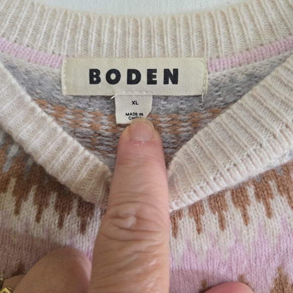 Boden Edie Fair Isle Sweater In Camel Melange Fair Isle XL Crewneck Camel Pink - Picture 6 of 10